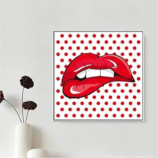 Andy Warhol Sexy Rote Lippen Poster Drucke auf Leinwand Malerei Moderne Wandkunst Bilder, für Mädchen Schlafzimmer Home Wanddekor Kein Rahmen (Size : 19.7x19.7in(50X50cm))