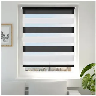 Doppelrollo Fensterrollos Ohne Bohren, Vkele, 130cm/160cm, klemmfix,klemmträger, Sonnenschutz, Lichtdurchlässig und Verdunkelnd. schwarz 115 cm x 130 cm