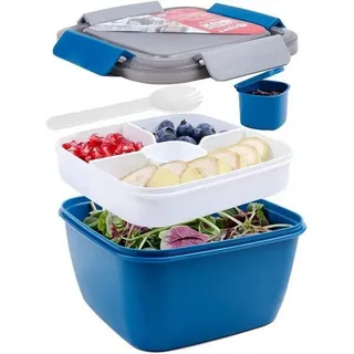 luxuskollektion Salatbehälter 3 Fächer Salatschüssel 1500ml Dunkelblau 1500 ML Blau