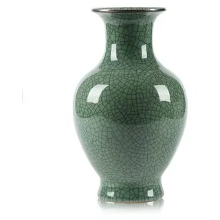Handgefertigte Antike Porzellanvase mit Crackle-Glasur - Grün