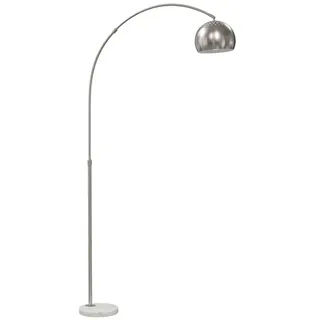 Blossom Bogenlampe Stehlampe Wohnzimmer mit Marmorsockel, verstellbarer Lampenschirm, mit verstellbarer Lampenschirm, E27-Fassung, Fußschalter, Silber silberfarben