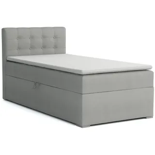 Deine Möbel 24 Boxspringbett JUNG 3 Polsterbett Jungendbett inkl. Matratzen H3 / H4 inkl. Topper (Boxbett für Jugendliche Creme Grau Beige Hellgrau Dunkegrau Anthrazit Schwarz, 3-St., Bonellfederkernmatratze H3 Taschenfederkernmatratze H4), 90x200 100x200 Veloursstoff Einzelbett Boxspring Hotelbett grau|silberfarben