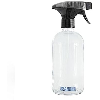 B!ANANA Sprühflasche 500 ml aus Glas - für Reinigungsmittel, Pflanzen, Blumen, Garten - schwarzer Sprühkopf, tropfsicher