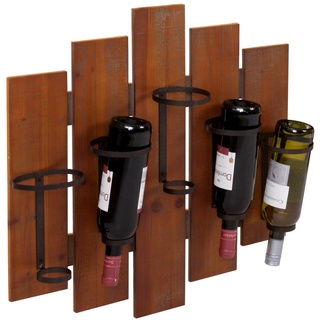 Weinregal MCW-B99, Wandregal Flaschenhalter, Holz Metall für 5 Flaschen 60x60x12cm
