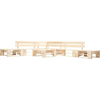 Design 6-tlg. Paletten-Lounge-Set Holz Natur, Gartenmöbel-Sets 2024 Neu - Braun