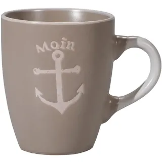 Seaside No.64 - maritimes Steingut-Geschirr in beige - Mix & Match Serie aus Keramik - nautische Motive zum Kombinieren - Küchenzubehör, Geschenkartikel (Tasse 350ml, Anker)