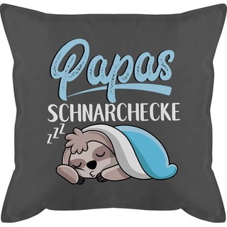 Shirtracer Dekokissen Papas Schnarchecke mit Faultier - weiß, Vatertagsgeschenk Kissen grau quadratisch - 50 cm x 50 cm x 15 cm