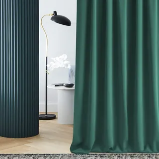 ROOM99 Vorhang mit Kräuselband Laurel 140 x 260 cm Dunkelgrün, 1 Stück | Verdunkelung Blickdicht Schiebegardinen Curtain Wohnzimmer Schlafzimmer für Schienensystem