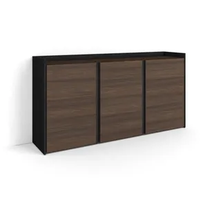 SKRAUT HOME Sideboard 156 x 80 x 35 cm Dunkler Eiche / Schwarz