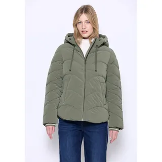 Steppjacke STREET ONE STUDIO, Damen, Gr. 46, grün (lichen grün), Stoff, Obermaterial: 100% Nylon. Futter: 100% Polyester. Füllung: 100% Polyester, unifarben, normal normal, ohne Ausschnitt, angesetztes Bündchen, Jacken Steppjacke, in Unifarbe