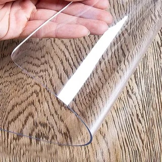 Tischfolie Transparent Tischschutzfolie Klarsicht Tischdecke 1mm 2mm 3mm 5mm Glasklar Folie Fettdicht Kratzfeste Hitzebeständig Wasserdicht PVC Schutzfolie Tischschutz Tischdeckenschutz Tischmatte(Dic