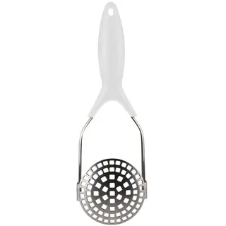 EUROHOME Kartoffelstampfer Kartoffelpresse mit ergonomischem Kunststoffgriff (1 St), Edelstahl, Kartoffelstampfer Weiß - Ausklappbar Edelstahl silberfarben