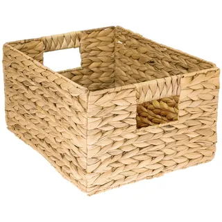 HMF Aufbewahrungskorb faltbarer Korb geflochten aus Wasserhyazinthe Seegras 36 x 28 x 20 cm beige