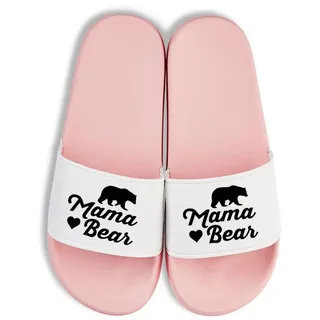 Youth Designz Papa Bear + Mama Bear Unisex Badelatschen Flip Flops Badeschuh mit lustigen Logo für Herren rosa 44/45