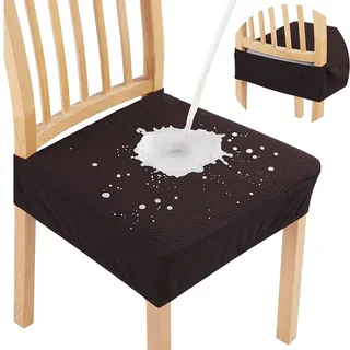 Set Mit 2 Wasserdichten Stretch-jacquard-stuhlhussen - Jinfgerne - Abnehmbar Und Waschbar, Braun, Ideal Zum Schutz Ihrer Stühle Vor Flüssigkeiten Und Kratzern