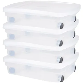 ONDIS24 Aufbewahrungsbox Kunststoffbox, Rollbox, Spielzeugkiste, Aufbewahrungsbox, mit Deckel und Rollen, stapelbar 40 l | 71 cm x 17.5 cm x 49 cm