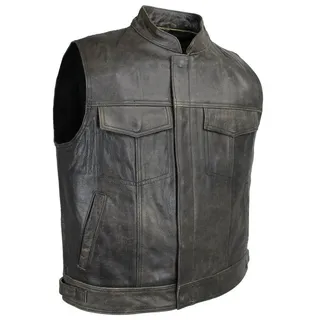 Alpha Speeds Motorradweste Lederweste Motorrad & Freizeit Herren Leder Weste Biker Kutte Braun 100% Natural Rind Leder M