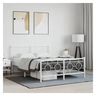 vidaXL Bettgestell 140 x 190 cm Weiß