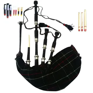 Schottischer Great Highland Dudelsack, natürliches Rosenholz/Palisanderholz mit silberfarbenen Verzierungen, Dudelsack/Gaita