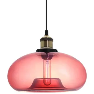 ZTTECH 28 cm Rosa Glas Pendelleuchte im Industriellen Vintage-Design Geeignet für Kücheninseln, Schlafzimmer Esszimmer Höhenverstellbar E27 Glühbirnen Kompatibel (Rosa)