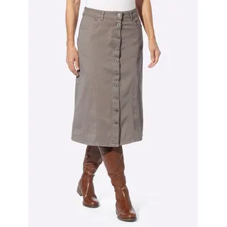 Jeansrock INSPIRATIONEN, Damen, Gr. 22, grau (taupe), 97% Baumwolle, 3% Elasthan, unifarben, wadenlang, Röcke Jeansrock
