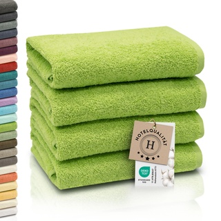 ZOLLNER 4er Set Handtücher - weiche und saugstarke Gästehandtücher - waschbar bis 95°C - Baumwolle - 50x100 cm in grün