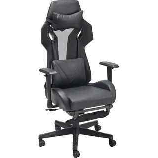 Mid.you Gamingstuhl, Schwarz, Holz, Metall, Kunststoff, Textil, Pappel, Sperrholz, Drehkreuz, 70x122-130x61.5 cm, Sitzfläche 360° drehbar, Kinder- & Jugendzimmer, Jugendmöbel, Gamingstühle