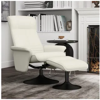 Homcom Relaxsessel mit Hocker Mikrofaser 71 x 104 x 69 cm Cremeweiß