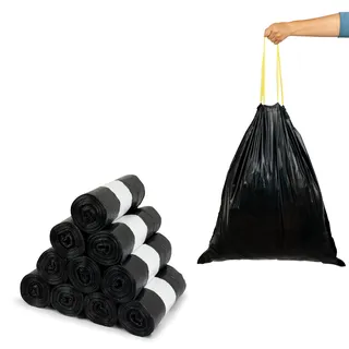 STABILE Müllsäcke 60L MIT ZUGBAND EXTRA BREIT Schwarz 67x73 cm (2 bis 40 Rollen wählbar) (60L : 4 Rollen á25)
