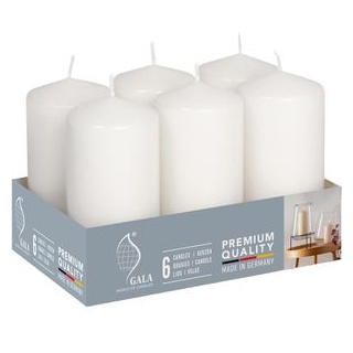Gala Kerzen Typ 6/50/100, Stumpenkerzen, weiß, Ø 5 cm, Höhe 10 cm, 6 Stück