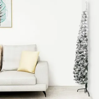 RONGQI Künstlicher Halb-Weihnachtsbaum mit Schnee Schlank, Christmas Tree, Tannenbaum Künstlich, Tannenbaum Dekoration, Christbaum, Kunstbaum, 150 cm