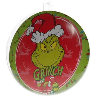 The Grinch – Weihnachtskugel Christbaumschmuck 8cm aus Kunststoff – Lustiger Weihnachtsbaumschmuck Grüne & Rote Deko Kugel – Humorvolle Weihnachtsdeko für den Christbaum