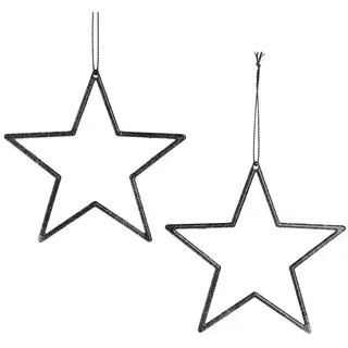 Florists Products Christbaumschmuck Weihnachtsdeko Sterne hängend für elegante Raumgestaltung, 12 Stück schwarz