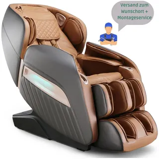 NAIPO Massagesessel Shiatsu Zero-Gravity Massagestuhl, Wärmetherapie, 3D Surround-Sound, USB, Bluetooth, Award Winner braun