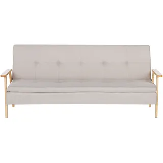 Beliani Schlafsofa Stoff 3-Sitzer Beige