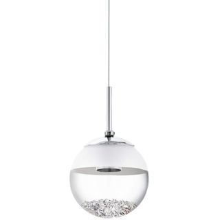 EGLO LED Pendelleuchte Montefio 1, 1 flammige Hängelampe, Pendellampe aus Metall, Glas und Kristall, Hängeleuchte in Chromfarben, Weiß, LED Esstischlampe warmweiß