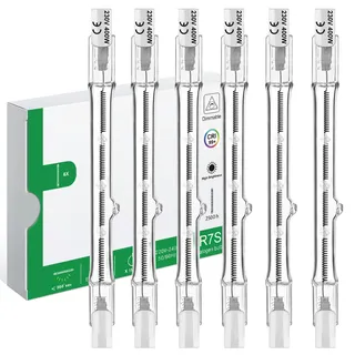 Jaenmsa R7S Halogenstab 118mm 400W, Halogen Leuchtmittel r7s 118mm, 6er Pack Deckenfluter Leuchtmittel 400W 230V 2700K Warmweiß, Baustrahler Birne Dimmbar für Landschaftsbeleuchtung Wohnzimmerleuchten