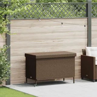 IKAYAA Gartenbox Wasserdicht XXL mit Rollen Auflagenbox Rattan Wetterfest Kissenbox Werkzeugkasten Gerätebox Gartentruhe Garten Balkon Aufbewahrungsbox 110 x 55 x 73 cm Braun