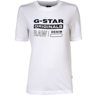 G-STAR RAW Damen T-Shirt - Originals Label Regular Fit, Rundhals, Kurzarm, Print Weiß XS
