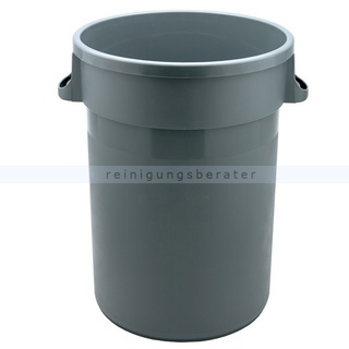 Mülleimer Orgavente CUB aus Kunststoff grau 80 L runder Abfallbehälter ohne Deckel und seitlichen Griffen