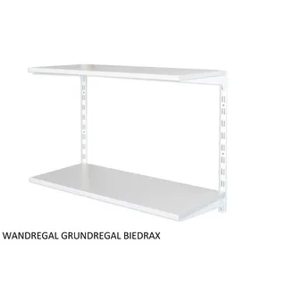 Wandregal - Grundregal 40 x 40 x 50 cm, Farbe weiss - 2 Fachboden grau