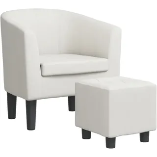 vidaXL Clubsessel mit Fußhocker Kunstleder 59,2 x 53,9 x 72,3 cm Weiß