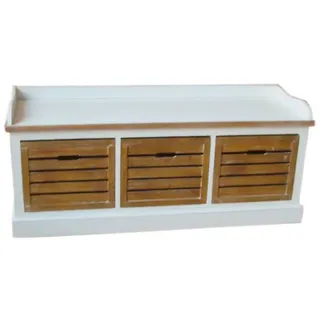 LebensWohnArt Sitzbank Landhaus Sitzbank JARDIN 120cm weiss braun mediterrane Bank