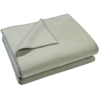 Soft-Fleece-Decke – Polarfleece-Decke mit Häkelstich – flauschige Kuscheldecke – 160x200 cm – 620 milky green – von ’zoeppritz since 1828’