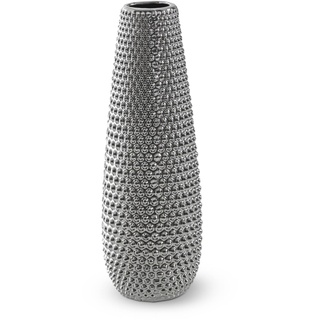 Vase 38,5 cm Steinzeug Silber
