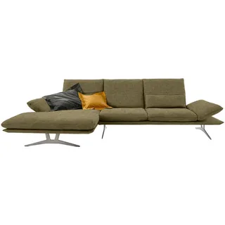 Koinor Ecksofa, Grün, Metall, Uni, 3-Sitzer, Ottomane links, L-Form, 314x159 cm, Goldenes M, Fußauswahl, Stoffauswahl, seitenverkehrt erhältlich, Hocker Rücken echt, individuell planbar, Wohnzimmer, Sofas & Couches, Wohnlandschaften, Ecksofas