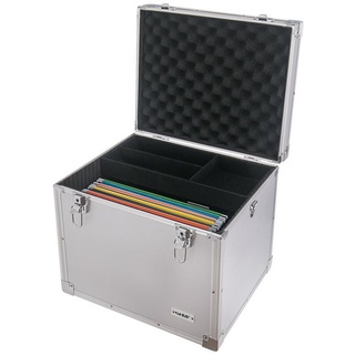 HMF Aufbewahrungsbox Transportbox für DIN A4 Hängeregister und Dokumente, abschließbare Dokumentenbox, 41x33x36 cm silberfarben