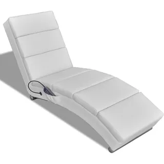 vidaXL Massagesessel 51 x 73 x 0 cm Weiß Kunstleder mit Heizfunktion