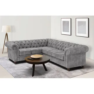 OTTO home Chesterfield Ecksofa Leder 2-Sitzer Grau