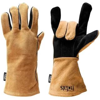 höfats - Grillhandschuhe - Kaminhandschuh aus Leder und Aramid - extrem hitzebeständig - Topfhandschuh, Ofenhandschuh zum Grillen, Kochen und Holz nachlegen - Zertifiziert nach EN 407 und EN 390